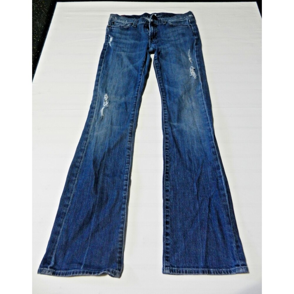 Seven 7 for all Mankind Low Bootcut Jeans Women Size 29 Semi Dark Distressed
